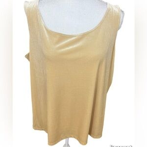 J.H. Collectibles Gold Velvet Tank Top Size 2X Sleeveless Blouse Stretchy Casual